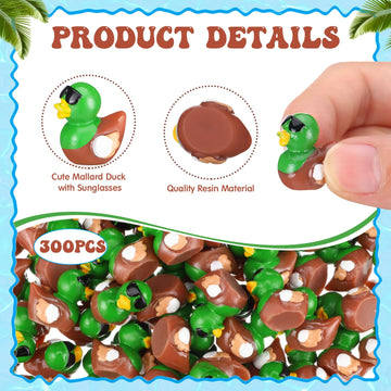 Sotiff 100 Pcs Mini Resin Mallard Ducks Bulk Tiny Miniature Duck Party Favors Micro Landscape DIY Decoration for Goodie Bags Stu