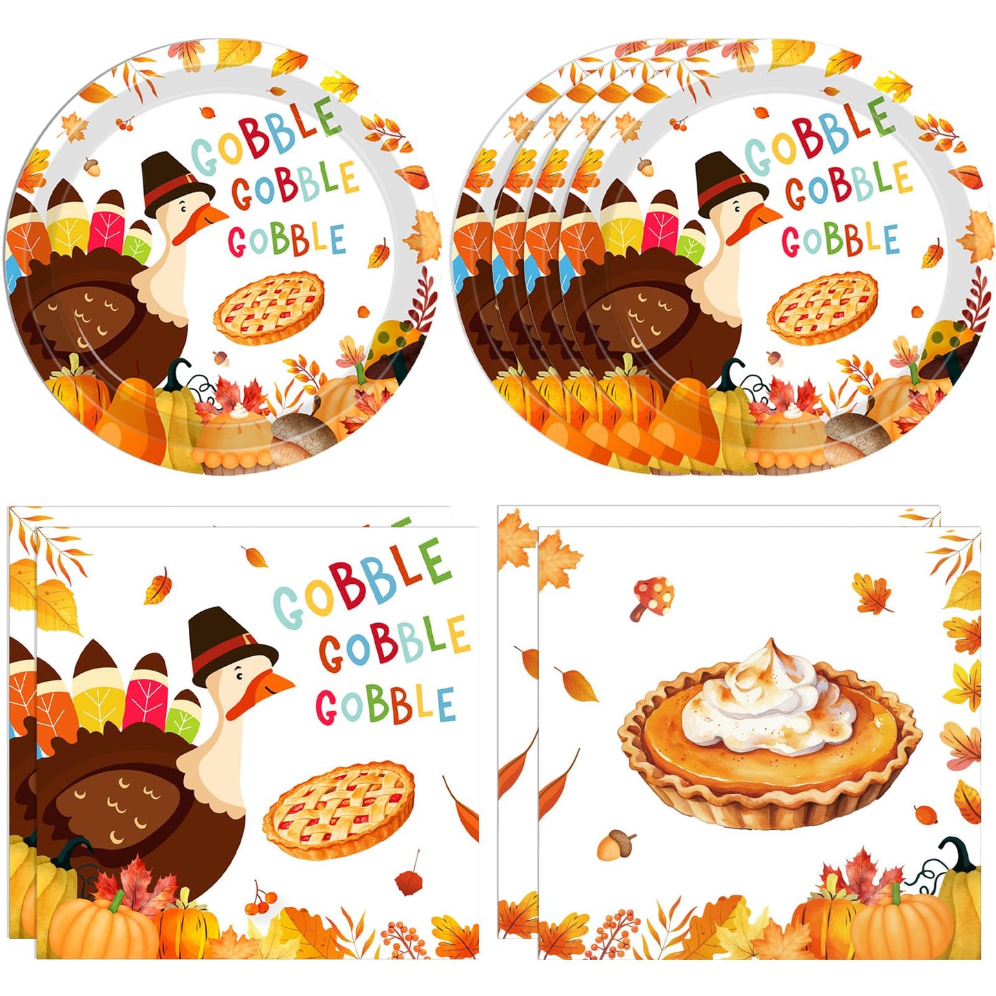 40pcs Turkey Thanksgiving Party Supplies Kit, Autumn Disposable Dinnerware Includes, Dessert Plates, Napkins for Fall party Deco