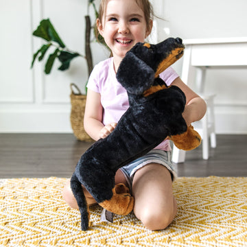 Melissa & Doug Giant Dachshund Stuffed Animal - Large, Lifelike Design, Black & Tan, Model 4854, 100% Polyester