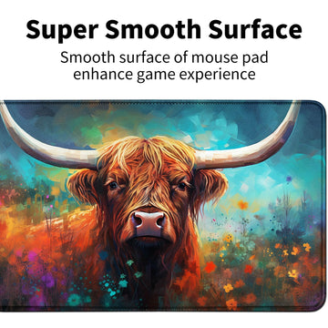 Highland Cow And Flowers For Mtg & Tcg Playmat Mouse Pad,Bfdhgqzc 24'' X 14'' Game Mat For Mtg/Rpg/Ccg Trading Card Game Playmat