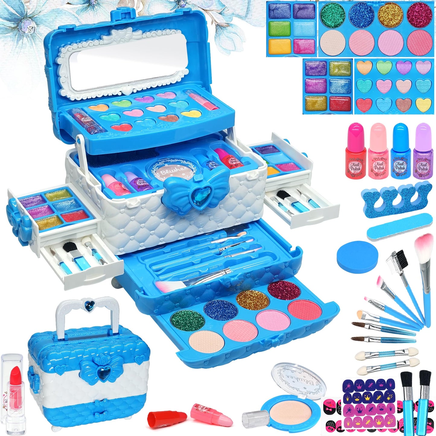 Kids Makeup Toys for Girls - Safe and Washable Makeup for Kids, Kids Makeup Kit for Girl, Real Girls Makeup Kit for Kids Toddler