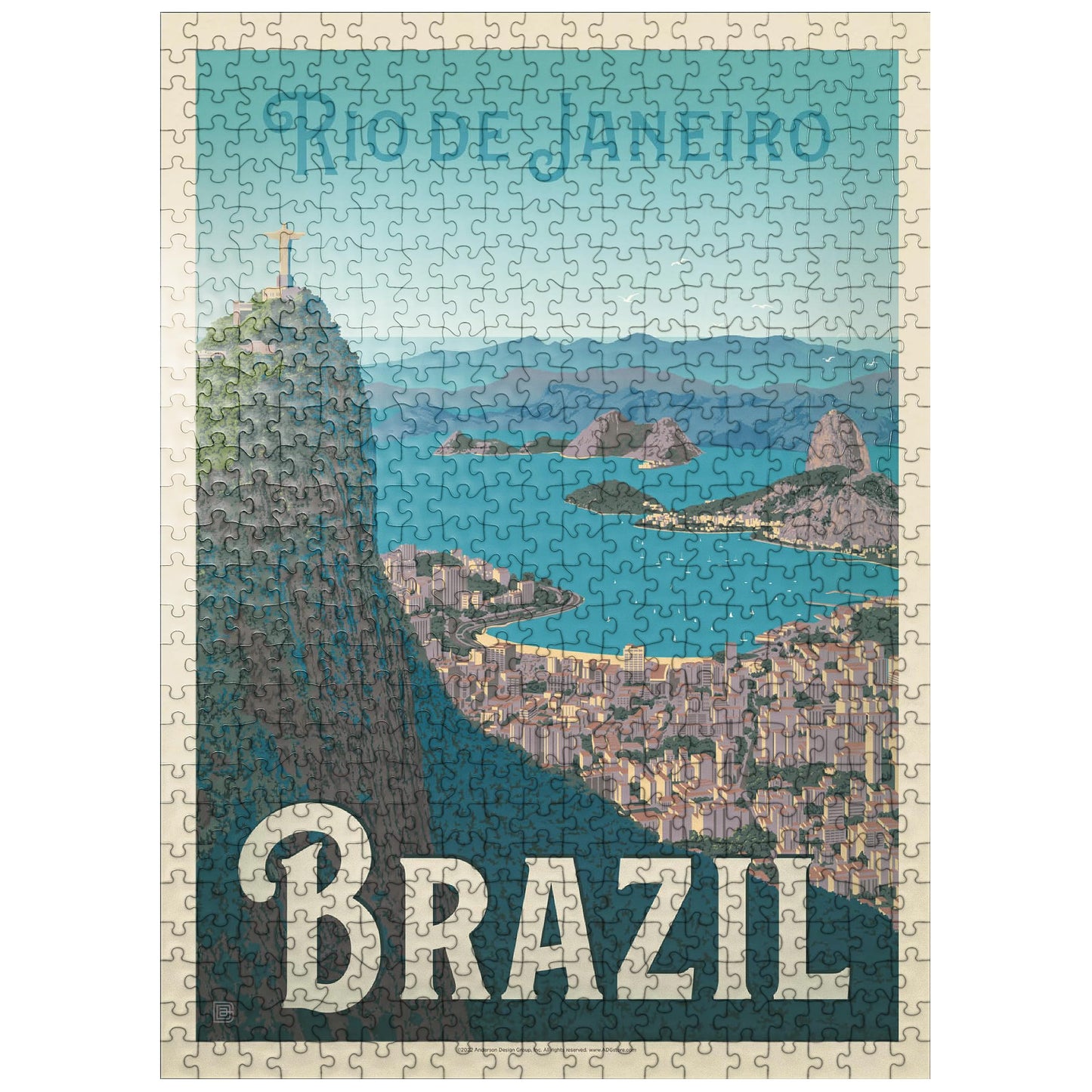 Mypuzzle Brazil: Rio De Janeiro Harbor View, Vintage Poster - Premium 500 Piece Jigsaw Puzzle For Adults