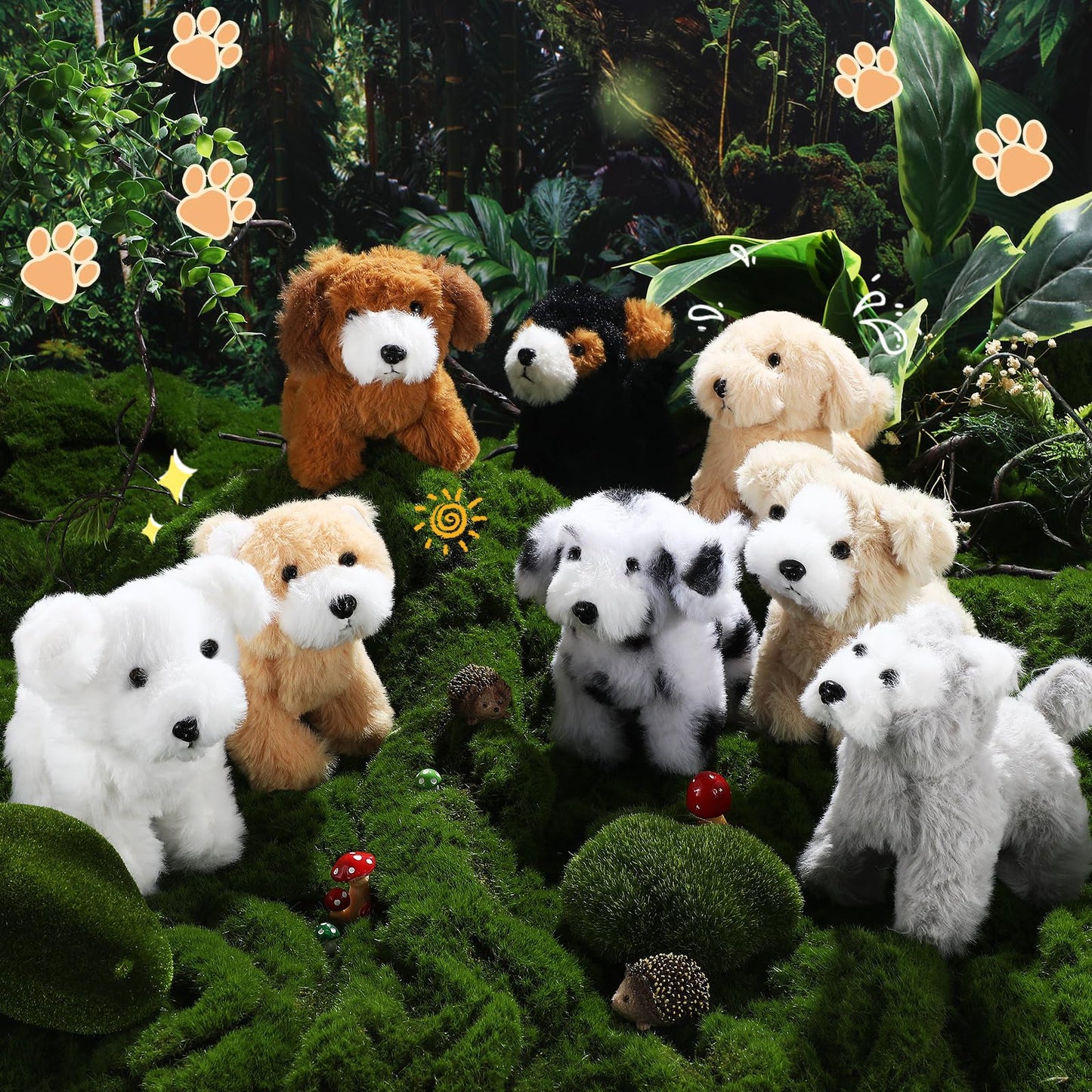 Sumind 8 Pieces Plush Dogs 5 Inch Stuffed Animals Bulk Assorted Cute Stuffed Dogs Small Animal Plush Toys For Girls Boys Graduation Valentine School Classroom Party Supplies Favors(Standing Dog)