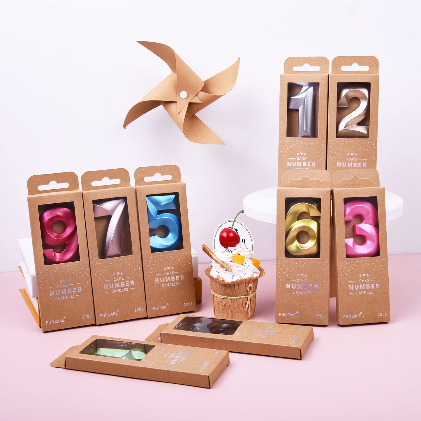 PHD CAKE 2.76 Inch Diamond Blue 5 Number Birthday Candles, Blue Number Candles, Cake Number Candles, Party Celebration