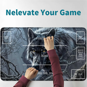 RWUTYTIUL Timber Wolf Card Playmat 24 X 14 Inch with Tube Bag, Card Gameplay Playmat with Zones Commander Deck Board MTG RPG CCG