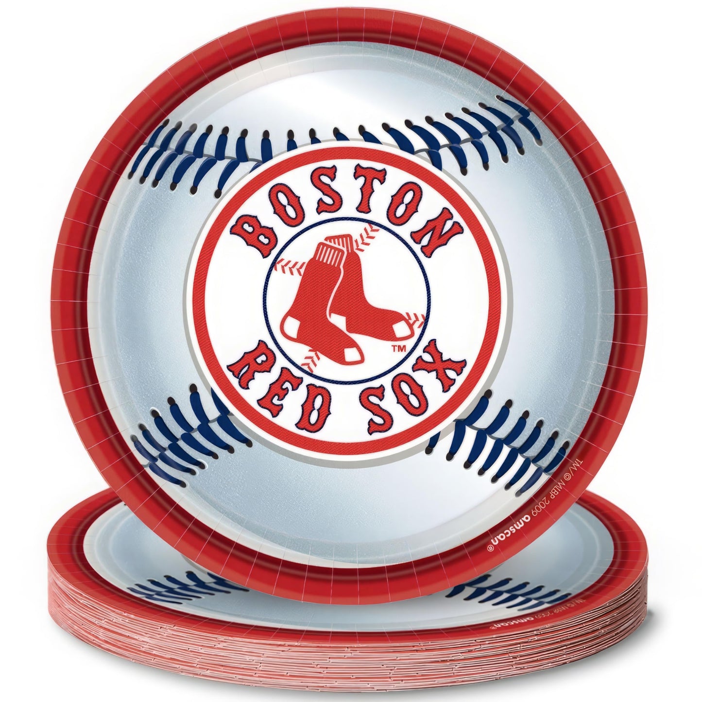 Boston Red Sox™ Round Disposable Party Plates - 9' (Packs Of 18) - Perfect For Game Day Celebrations & Tailgating