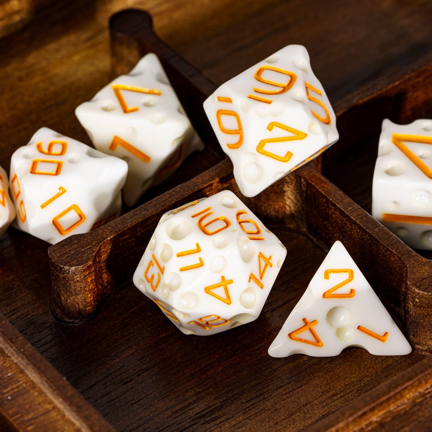HDdais Cheese Dice DND Dice Set 7PCS White Polyhedral Dice Set D&D for Dungeons and Dragons Role Playing Game Tabletop Games