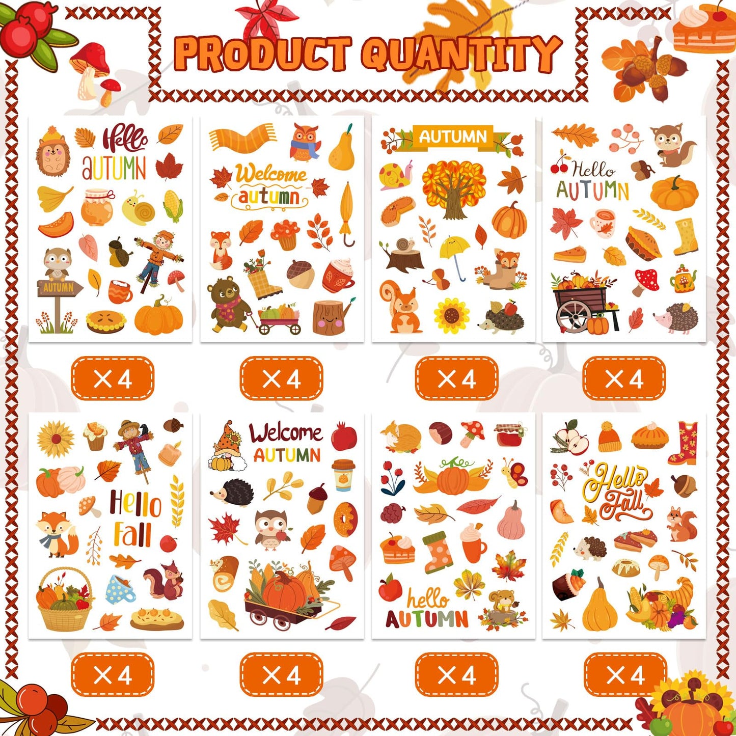 Fall Stickers Autumn Stickers 640Pcs Thanksgiving Stickers For Kids Thanksgiving Autumn Maple Leaves Decal Stickers Thanksgiving