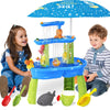 Bellochiddo Water And Sand Table With Water Pumb & Umbrella - Summer Toys 3-Tier Kids Water Play Table, Outdoor Toys For Boys Gi