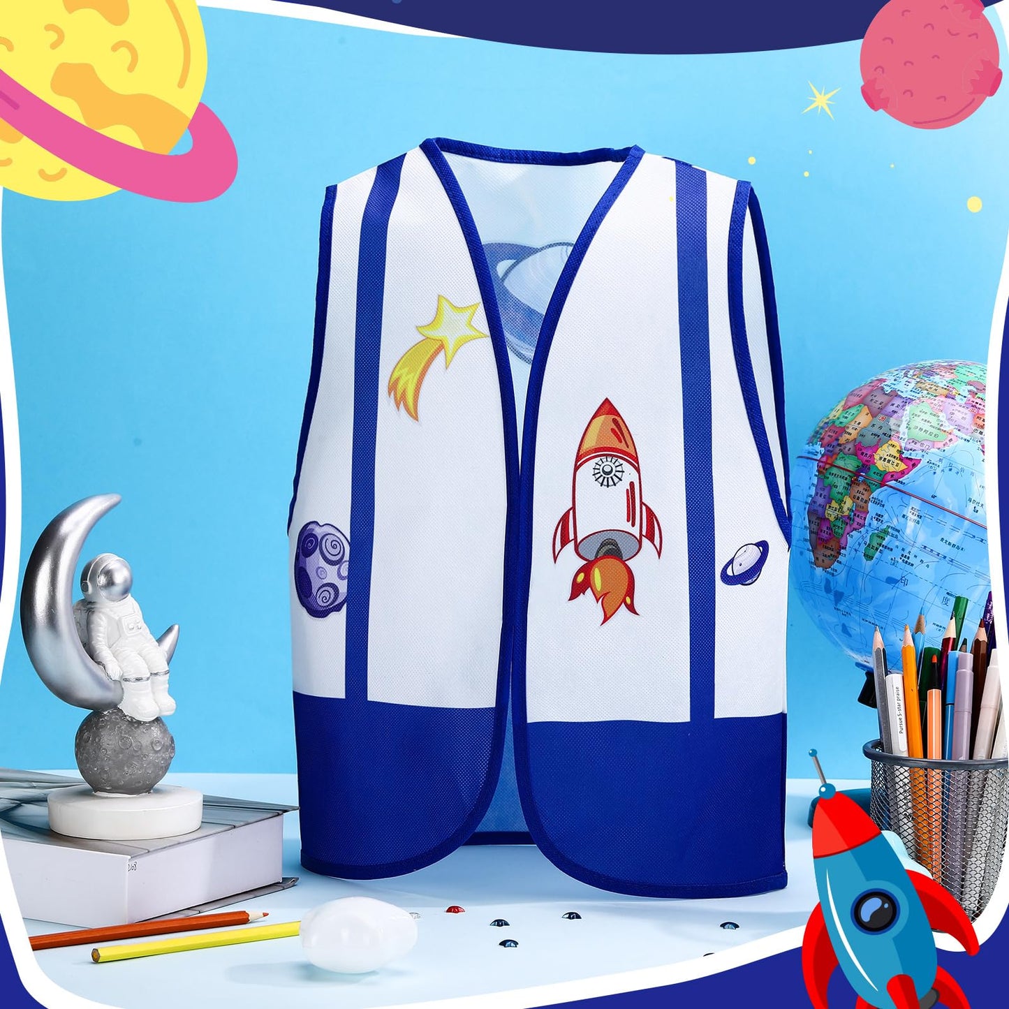 Panitay 24 Pcs Astronaut Costume for Kids Astronaut Vest Space Pilot Dress up Accessories for Nasa Outer Space Theme Party Favor