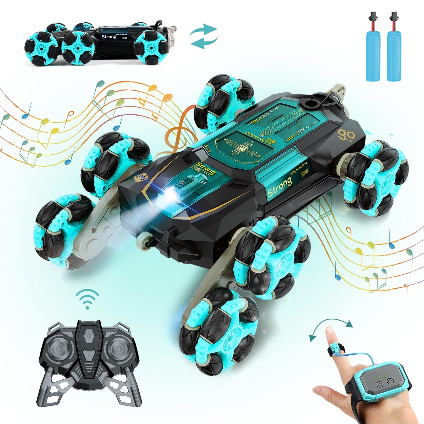 Remote Control Cars for Kids Adults, Gesture Sensing RC Stunt Car with Light Music Spray, RC Robot Toys,Cool Birthday Toy for 6