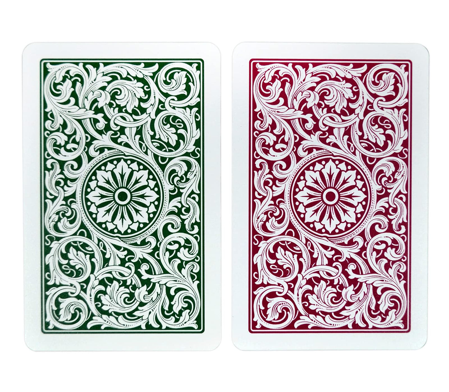 Copag 1546 Design 100% Plastic Playing Cards, Bridge Size (Narrow) Green/Burgundy (Standard Index, 6 Sets)
