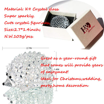 H&D Hyaline & Dora Cut Clear Crystal Hedgehog Animal Figurine Collection Glass Ornament