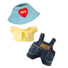17cm Doll Clothes - Kawaii Chic Style Set for 17cm Dolls Cute Doll Outfit with Accessories - Denim Romper + Yellow T-Shirt + Heart Shaped Blue Hat (NO Doll)