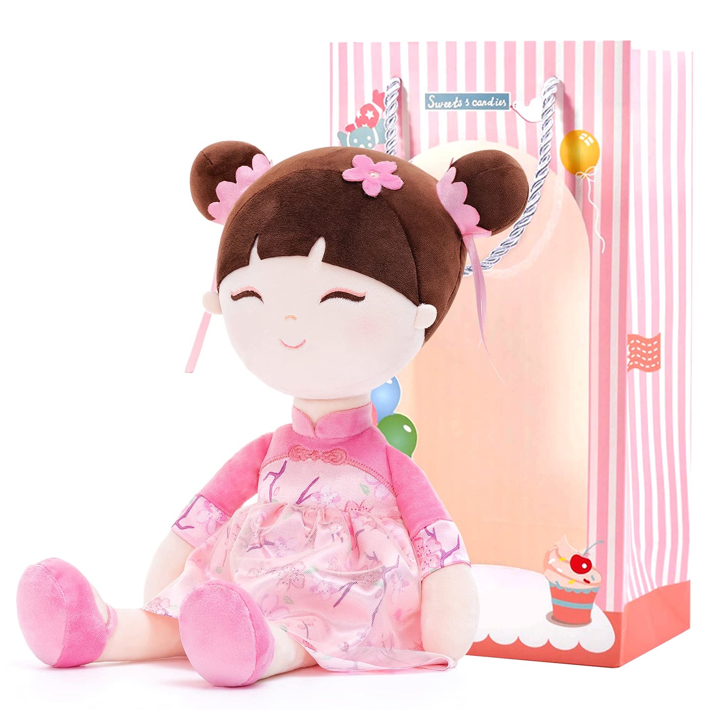 Gloveleya Baby Doll Soft Doll For Kids Chinese Fairy Tale Dolls Peach Fairy 16' With Gift Box