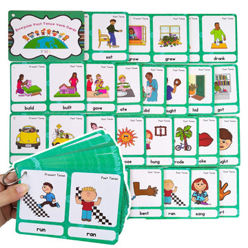 Richardy Irregular Verbs/Plural Nouns/Degrees Of Comparison/Verb Tense 4 Themes Flashcards Building Vocabulary Pocket Cards Educational Learning Toys Pre-Kindergarten Classroom Supplies
