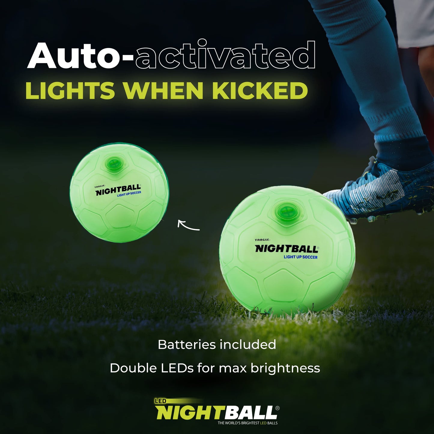 Nightball Soccer Ball Led Light Up Ball - Glow In The Dark Glow Ball Soccer Ball Gifts - Orange Teal Outdoor And Indoor Soccer Ball - Gifts For Teenage Boys - Gift For Teen (Blue)