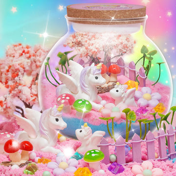 Light-Up Unicorn Terrarium Kit For Kids, Diy Arts & Crafts Gift For Girls Ages 4 5 6 7 8-12 Year Old, Led Night Light With Remot
