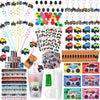 HyDren 171 Pcs Truck Party Favors Included Gift Cup Straw Keychain Slap Bracelet Mini Truck Puzzle Sticker Stamper Card Tattoo S