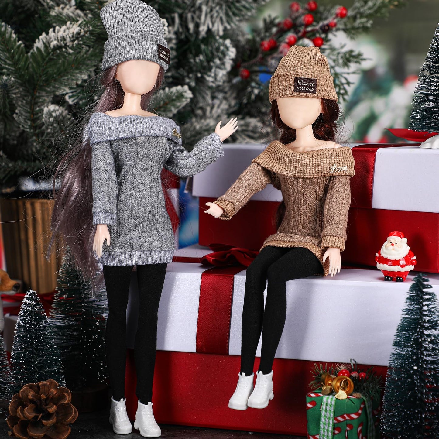 Geyoga 3 Set 12 Pcs Doll Clothes And Accessories Suit Pants Shoes Spring Sweater Outfits, Dolls Are Not Included(Gray, Brown, Cream White,12 Inch)