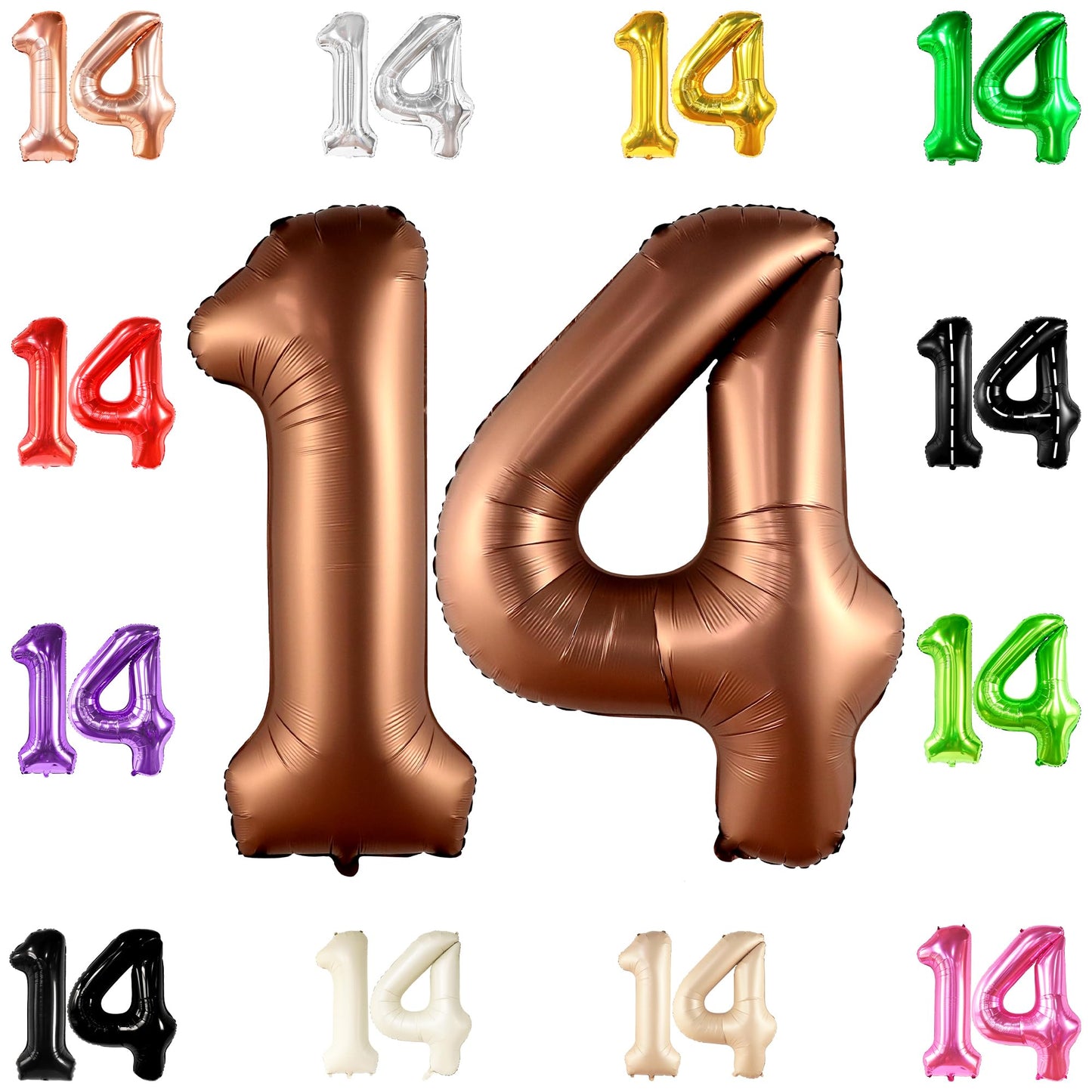 Katchon, Coffee Brown 14 Balloon Number - Big, 40 Inch | Coffee Brown Number Balloons, Coffee Decor, Coffee Theme Party, Number 14 Brown Balloons | Brown 14 Ballon, Coffee Birthday Party Decorations