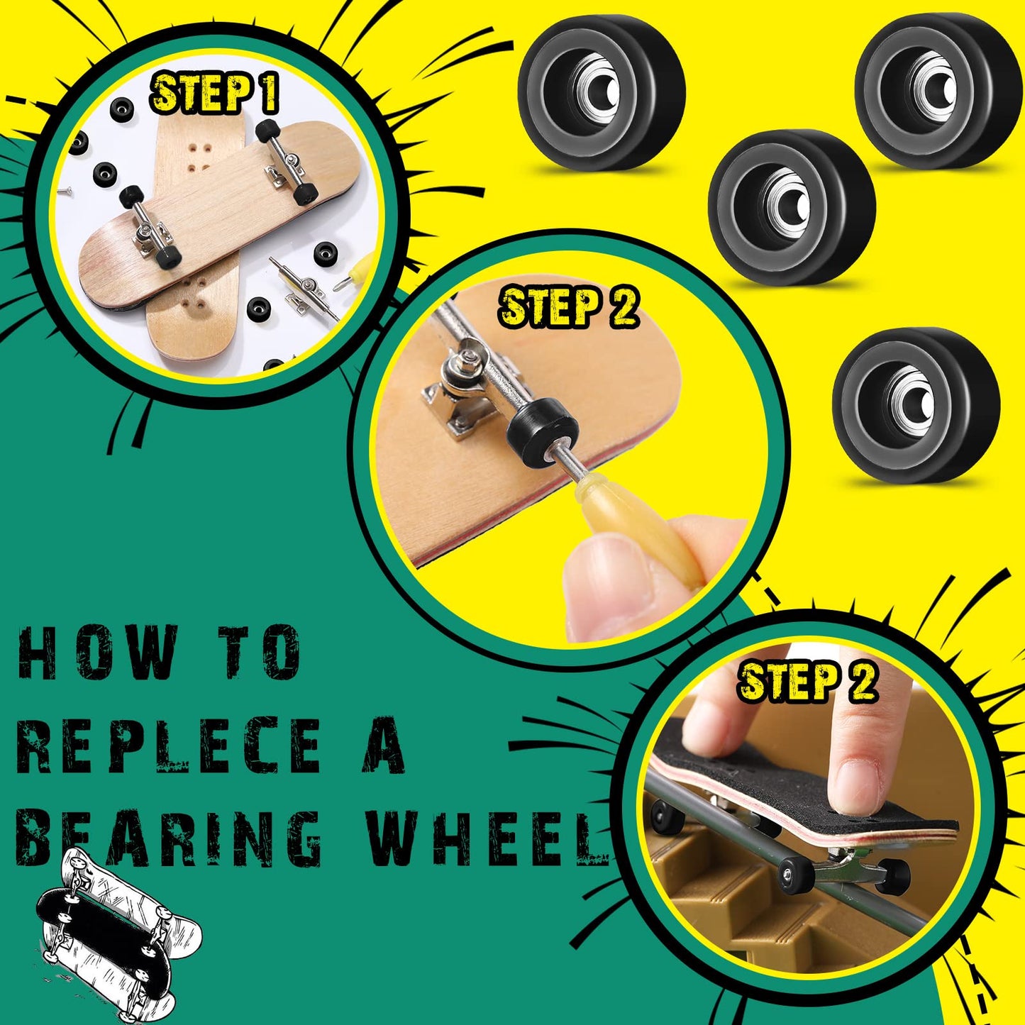 8 Pcs Fingerboard Bearing Wheels Standard Fingerboard Tool Fingerboard Cnc Lathed Bearing Wheels Fingerboard Screwdriver And 2 P