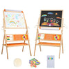 Omotiya 3-In-1 Wooden Easel For Kids, Toddle Double-Sided Easel With Magnetic Whiteboard And Painting Blackboard, 360° Rotatable, Paper-Roll Holder, Storage Tray, And Stickers Included