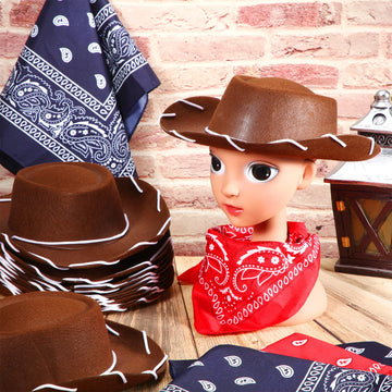 24 Pieces Cowboy Hats and Bandanas for Kids Western Cowboy Costume Hat Accessories for Toddler Child Western Theme Birthday Part