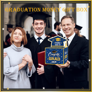 Meiidoshine Graduation Gifts, Graduation Money Box Blue, Surprise Grad Money Holder With Pull Out Card, Class Of 2025 Funny Cash