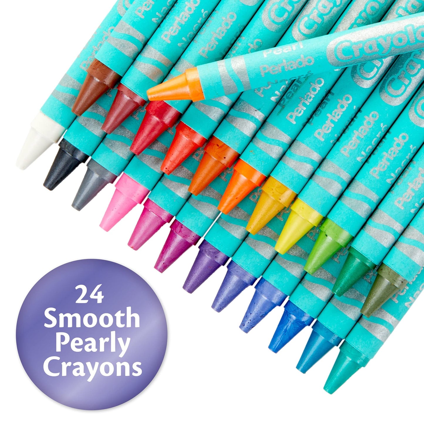 Crayola Pearl Crayons, Pearlescent Colors, 24 Count, Coloring Supplies, Gift for Kids, Ages 3, 4, 5, 6