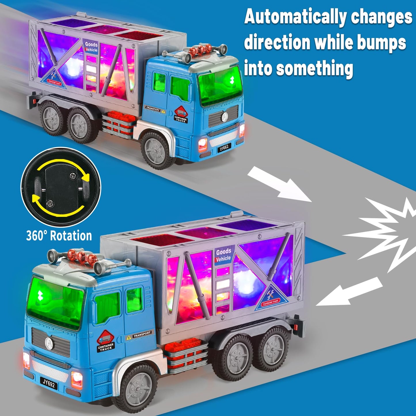 Toy Fire Truck- Garbage Truck- Construction Excavator Toys- Container Truck Toy Cars for Toddlers Boys 1-3 4-7 Birthday Gifts, T