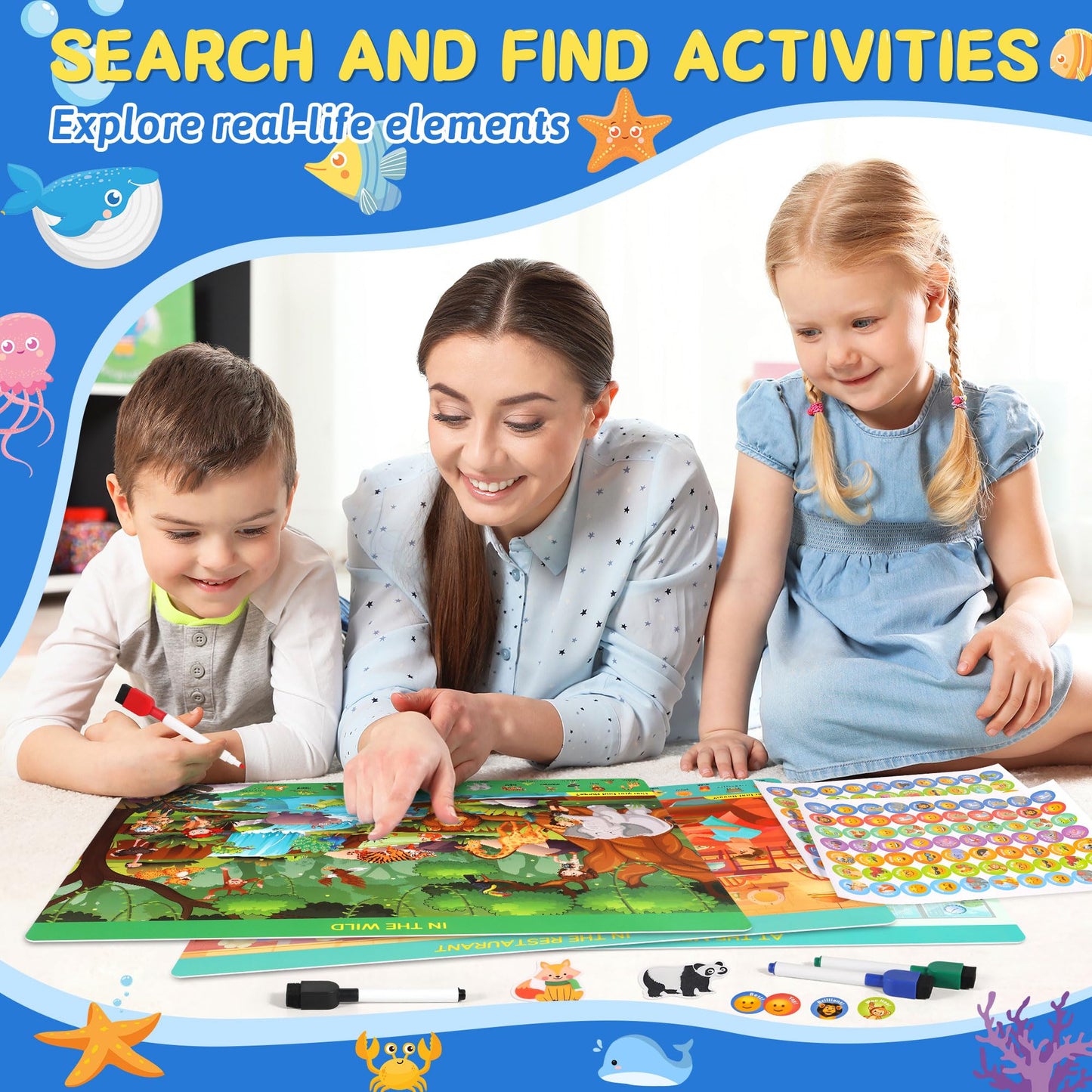Preschool Learning Activities, Search And Find Books For Kids Ages 3,4,5,6, Montessori Busy Book For Toddlers, Educational Trave