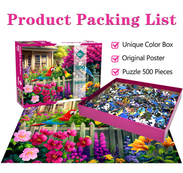 500 Piece Jigsaw Puzzle for mature-themeds -Flowers & Birds Jigsaw Puzzles 500 Pieces Puzzles for mature-themeds-Finished Size 19.3 x 13.7