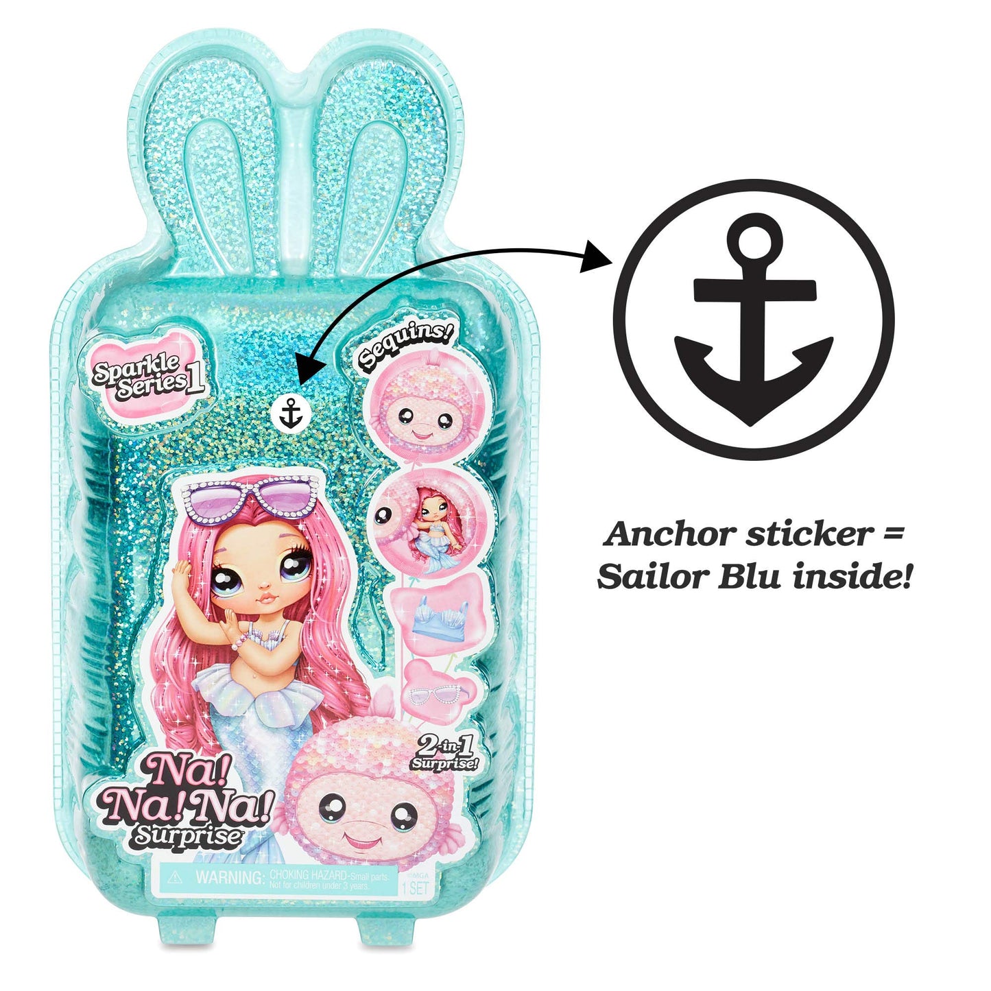 Na! Na! Na! Surprise 2-In-1 Fashion Doll And Sparkly Sequined Purse Sparkle Series - Sailor Blu, 7.5'' Sailor Doll , Blue ( Pack