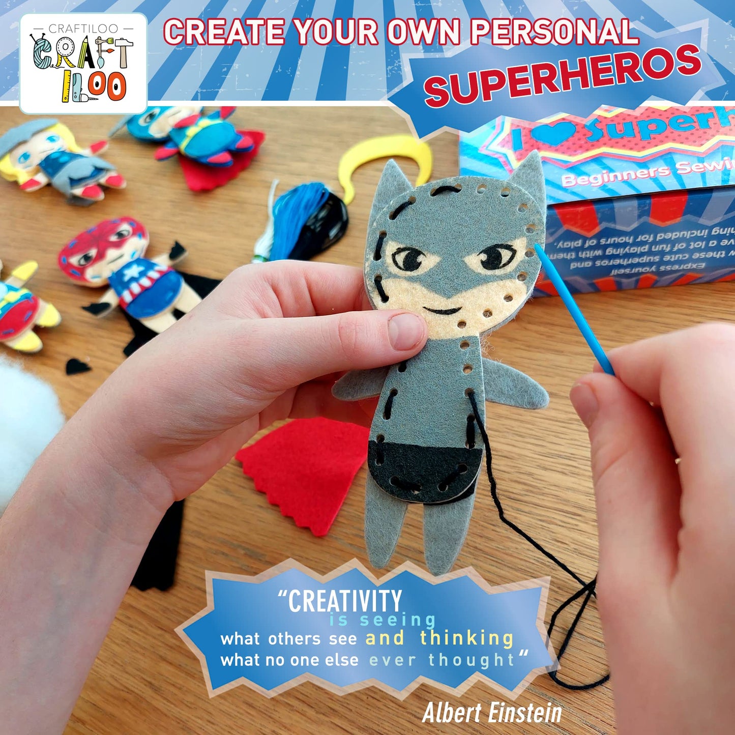 Craftiloo Superhero Sewing Kits For Little Kids 5 Easy Projects For Children Beginners Sewing Kit Kid Crafts Make Your Own Felt
