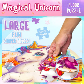 Linaye Unicorn Puzzle For Kids Ages 4-8, Unicorn Floor Puzzles For Girls 4-6, Big Puzzles For Kids Toddlers, 48 Pieces Large Uni