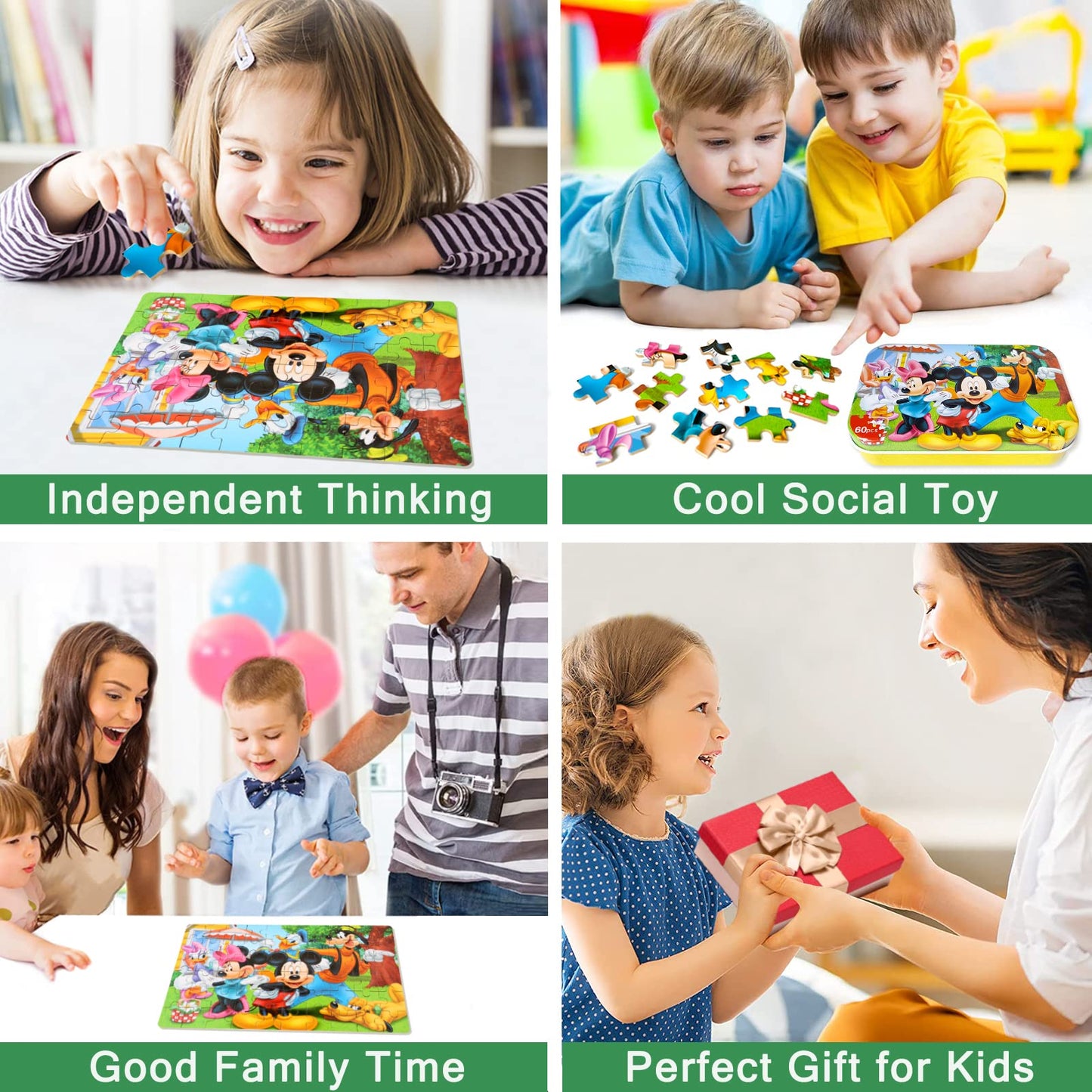 Mzzotoy Puzzles For Kids Ages 4-8, 60 Piece Puzzles For Kids Ages 3-5 In A Metal Box Girls And Boys Learning Educational Jigsaw