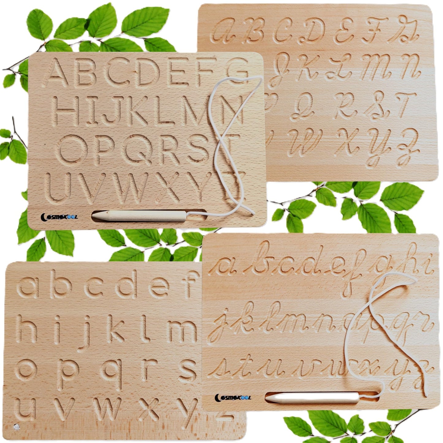 CosmoKool Montessori Alphabet Tracing Board | ABC Letters Uppercase+Lowercase| Double Sided Alphabet Learning Toys 3+ Year Old T