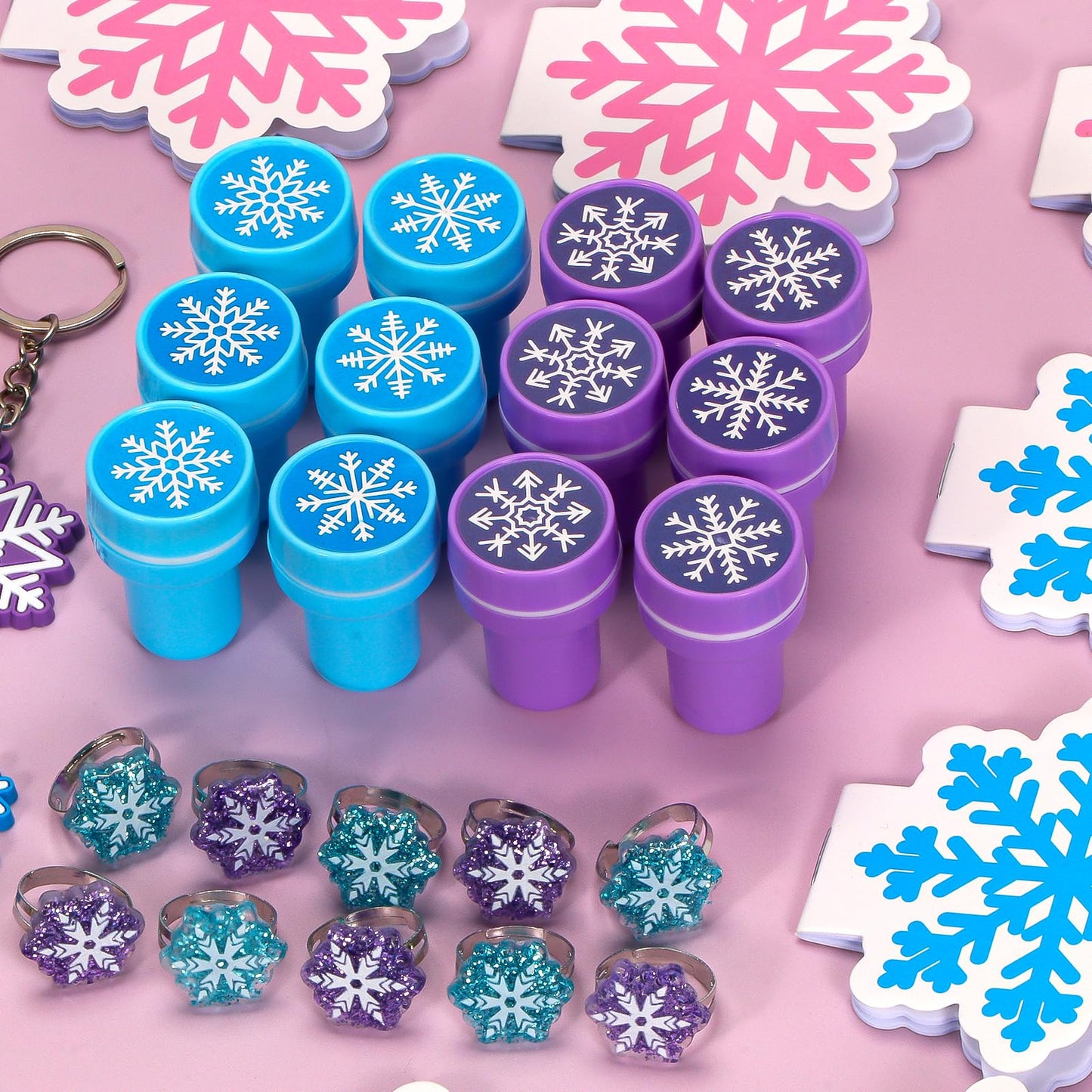 Atonofun 146 Pcs Snowflake Party Favors, Goodie Bag Stuffers, Gift Bags Filler, Classroom Reward Prizes, Bulk Small Toy, Snowfla