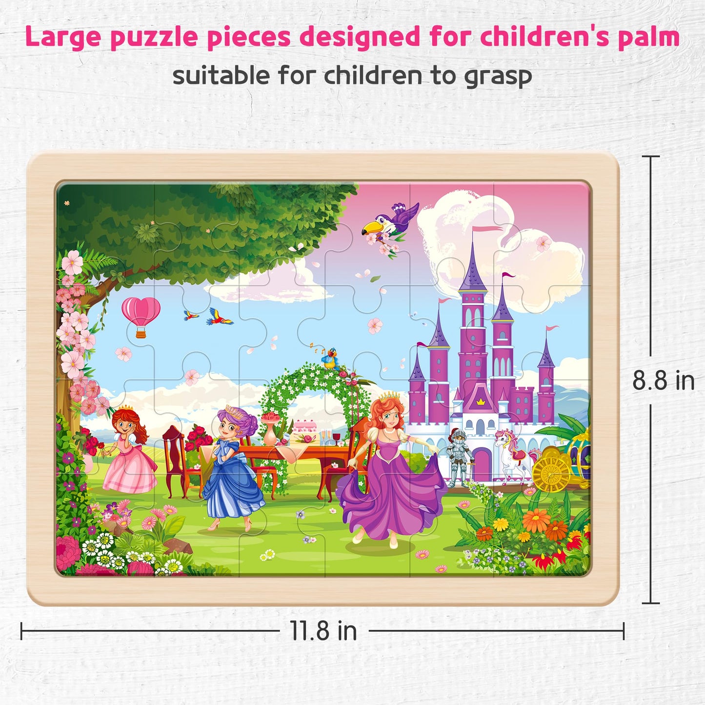 Synarry Large Unicorn Mermaid Princess Fairy Wooden Kids Puzzles 4 In 1 Gift Box(12.2*9.4 In) - Fsc Certified, Puzzles For Toddlers 3-5, Puzzles For Kids Ages 4-6, Toys Gifts For 3 4 5 Year Old Girls