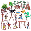 kukifun 31Pcs Native American Village Playset Assorted Indigenous People Figures with Tepee Totem Pole Fence Trees Animals Tribal Cultural History Educational School Project Toys for Kids