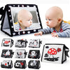 Tummy Time Mirror Toys, Baby Toys 6-12 Months Mirror Floor Toy Soft Cloth Book, Black And White Sensory Toys Activity Montessori