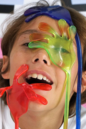 Ja-Ru Super Stretchy Sticky Hands (2 Pack, 4 Hand Toys) Fun Slap Smack & Snap Fidget Toys For Kids. Bulk Classroom Prizes, Party Favors, Easter Goodie Bag Stuffers. Vending Machine Toys. 315-2S