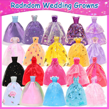 Barwa 57 Pcs Doll Clothes And Accessories Wedding Dresses Gown Fashion Dresses Mini Dresses Outfits Tops Pants Swimsuits Bikini