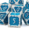 KERWELLSI Metal DND Dice Set with Box, 7 Pcs Blue Green Dungeons and Dragons Dice, Dragon Scale Polyhedral D&D Dice Set, D and D