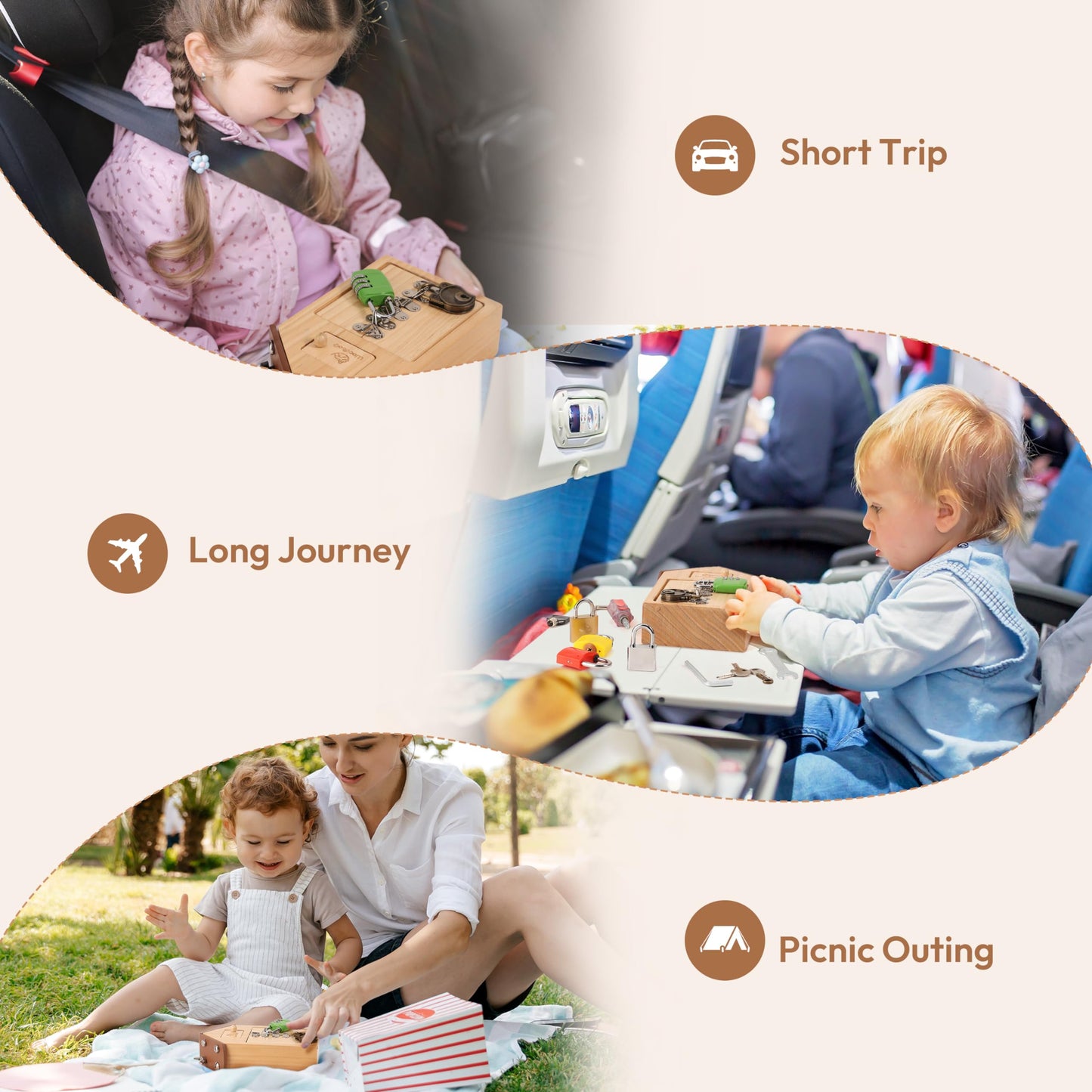 Woodtoe Montessori Screwdriver Board With Lock And Key Toy, Wooden Montessori Toys For Kids 3 4 5 Year Old, Toddler Fine Motor S