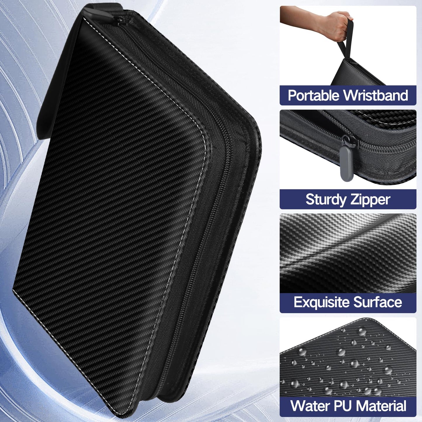 Card Binder 9 Pocket 900 Pockets Trading Card Holder Compatible with Game Cards Baseball Card Football Card enhanced Zipper Case Album Book Storage Gift for Boy and Girls Large Black