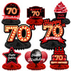Happy 70Th Birthday Red And Black Table Honeycomb Centerpieces Balloons Theme Decor Table Decorations Table Toppers For Girls Women Princess 70 Years Old Birthday Party Bday Supplies Background Gold