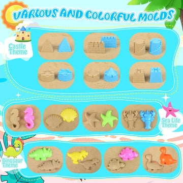 FHOZGECY Beach Toys, 19Pcs Sand Toys, Sandbox Toys with Dump Truck, Collapsible Sand Bucket, Sand Castle Toys, Animal Dinosaur M