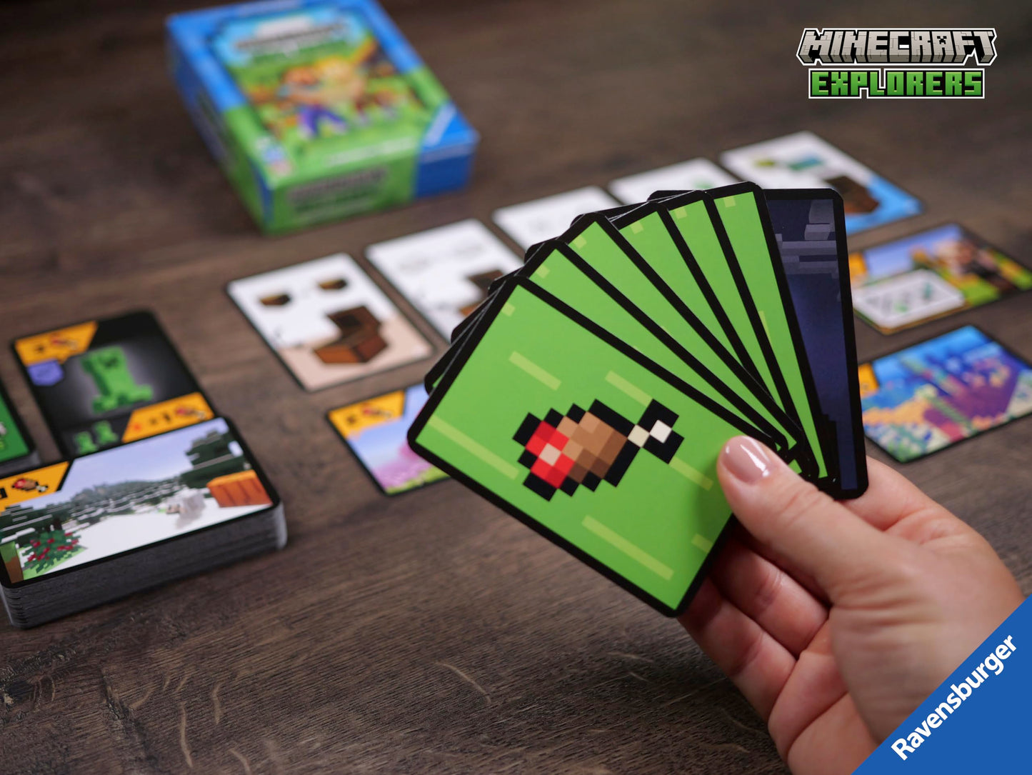 Ravensburger Minecraft Explorers Card Game for 2-4 Players, Ages 8+, Multicolor, Model 21580, Cardboard Construction